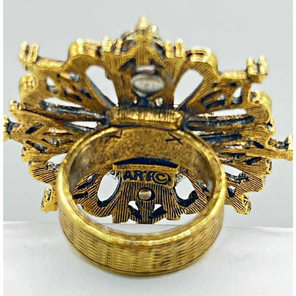 Vintage Signed Art Arthur Pepper Gold & Silver Tone Ring Size 3 - Picture 3 of 5